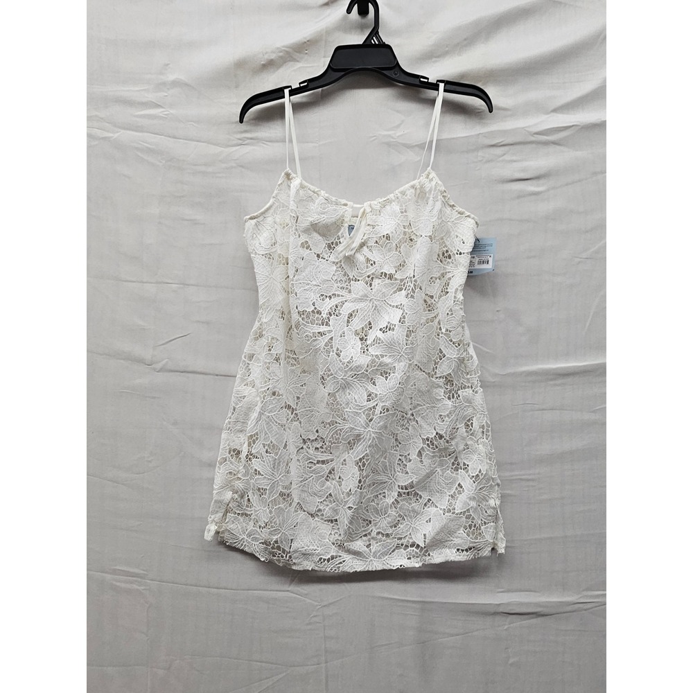 Shade & Shore Womens Floral Lace Swim Cover Up Dress Cream Polyester Size Medium